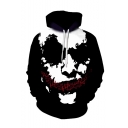 Hot Fashion Clown 3D Printed Black Long Sleeve Casual Loose Drawstring Hoodie