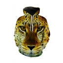 Cool Fashion Tiger Printed Long Sleeve Loose Fit Casual Drawstring Hoodie