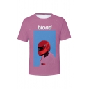 Hot Popular Letter BLOND Figure Printed Round Neck Short Sleeve Graphic T-Shirt