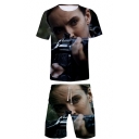 Popular Film Figure 3D Printing Short Sleeve T-Shirt with Sport Loose Shorts Two-Piece Set