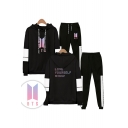 Cool Autumn Winter BTS Idol Theme LOVE YOURSELF Letters Print Patterns Long Sleeve Hoodie with SweatPants Co-ords