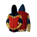 Hot Trendy Cosplay Costume Red Long Sleeve Drawstring Zip Up Hoodie