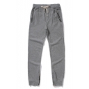 Men's New Fashion Simple Plain Zipped Pocket Grey Drawstring Waist Low Crotch Cotton Harem Pants Sweatpants