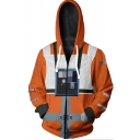 Star Wars Comic Cosplay Costume Camera Print Orange Zip Up Hoodie