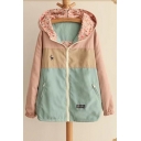 Lovely Embroidery Fawn Printed Cotton Blends Zipper Pockets Zip Up Reversible Hooded Coat