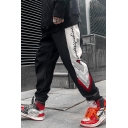 Guys Hip Pop Style Colorblock Letter Printed Loose Fit Trendy Track Pants