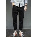 Men's Fashion Retro Solid Color Casual Relaxed Fit Tapered Jeans