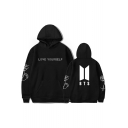 Fashion Kpop Love Yourself Floral Letter Printed Long Sleeve Unisex Hoodie