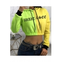 New Fashion Letter Color Block Long Sleeve Pullover Hoodie