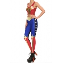 Funny Cartoon Character Cosplay Costume Scoop Neck Sleeveless Mid Waist Skinny Pants Co-ords for Women