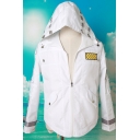 Hot Popular Game Cosplay Costume Mesh-Belt Panel Hooded Zip Up Trench Coat with Flap Pocket