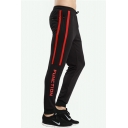 Men's New Fashion Contrast Stripe Side Letter Printed Drawstring Waist Casual Training Sweatpants