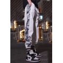 Unisex Popular Fashion Comic Figure Printed Drawstring Waist Loose Fit Elastic Cuffs Trendy Track Pants