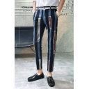 Men's New Fashion Popular Colorblock Stripe Printed Slim Fit Casual Dress Pants