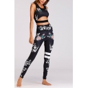 Womens Hot Fashion Floral Printed Cropped Tank with Slim Leggings Yoga Sport Co-ords