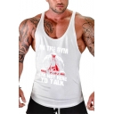 IN THE GYM Letter Printed Sleeveless Scoop Neck Racerback Sport Cotton Tank Top