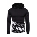 Men's Popular Fashion Letter Printed Long Sleeve Casual Sports Drawstring Hoodie