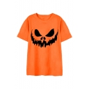 Mens Street Style Short Sleeve Round Neck Halloween Funny Face Printed T Shirt
