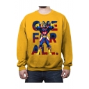 Hot Popular Comic Figure Letter Printed Long Sleeve Round Neck Mens Casual Pullover Sweatshirts