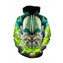 Hot Popular Clown 3D Printed Drawstring Hooded Long Sleeve Green Casual Loose Hoodie