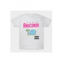 Stylish Letter ANACONDA Comic Printed Basic Short Sleeve Casual Unisex Graphic T-Shirt