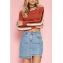 Ladies Stripes Print Off the Shoulder Long Sleeve Crop Fitted Knitwear Sweater