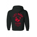 Men's New Arrival Letter LIFT HARD Printed Long Sleeve Sports Hooded Hoodie
