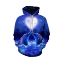 New Fashion Cute Dolphin Ocean Heart 3D Printed Long Sleeve Unisex Casual Loose Fit Navy Hoodie