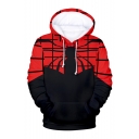 Hot Popular Comic Spider Web 3D Printed Black and Red Long Sleeve Pullover Hoodie