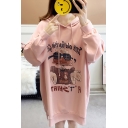 New Stylish Letter Cool Duck Pattern Long Sleeves Slit Side Pullover Hoodie