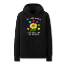 Trendy Game Theme Letter IN THIS WORLD TI'S KILL OR BE KILLED Sunflower Skull Printed Long Sleeve Casual Loose Hoodie