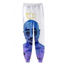 Hot Popular Famous Rapper Crown 3D Printed Drawstring Waist White Casual Sports Sweatpants
