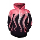New Stylish 3D Octopus Printed Long Sleeve Casual Unisex Drawstring Hoodie
