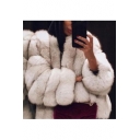 Elegant Womens Solid Color Long Sleeve Warm Thickened Faux Fur Overcoat