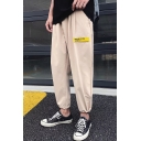 New Fashion Letter Label Patch Drawstring Cuffs Casual Carrot Pants for Guys