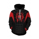 Hot Popular Spider Wed 3D Printed Long Sleeve Loose Fit Black Casual Cosplay Hoodie