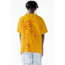 Mens Hip Hop Style Cool Figure Portrait Printed Summer Oversized T-Shirt