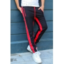 Men's New Fashion Colorblock Patched Side Zipped Pocket Casual Drawstring Waist Sports Sweatpants