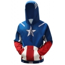 Cool 3D Printed Cosplay Costume Blue Long Sleeve Drawstring Hoodie