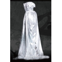 Halloween Series Solid Color Metallic Hooded Witch Cosplay Longline Poncho Cape