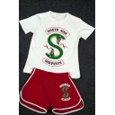 Popular Snake Logo Printed Casual T-Shirt with Dolphin Shorts Two-Piece Set