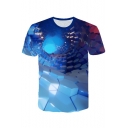 Summer Hot Fashion Mens Short Sleeve Round Neck 3D Digital Printed Cool Unique Tee