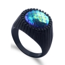 New Trendy Chic Blue Fish Scale Studded Unisex Ring for Gift