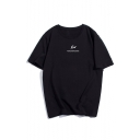 Summer Funny Lightning Print Short Sleeve Round Neck Relaxed Black Unisex T-Shirt