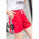 Summer Hot Trendy Drawstring Waist Striped Animal Printed Wide Leg Loose Sport Shorts