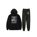 Funny Storm Area UFO Printed Loose Sport Hoodie with Joggers Sweatpants Two-Piece Set