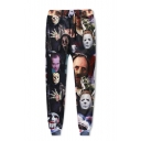 Popular Fashion Comic Figure Skull 3D Printed Black Casual Relaxed Sweatpants