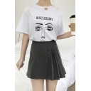 Summer Womens Trendy Grey High Waist Pleated Midi A-Line Skirt