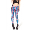 Cool Unique Blue and Red Cartoon Eyes Print Fitness Slim Athletic Pants Yoga Leggings