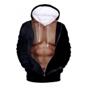 New Stylish Cool Muscle 3D Printed Long Sleeve Casual Loose Hoodie